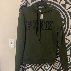 PINK dark green hoodie *NEW WITH TAGS*